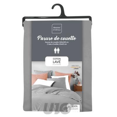 3574386442428 - Douceur D Interieur - Parure De Lit Coton Lavé Linette Gris