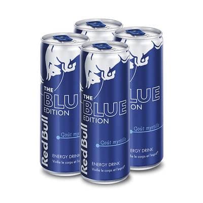 Red Bull Boisson énergisante saveur myrtille, Lot de 4x25cl