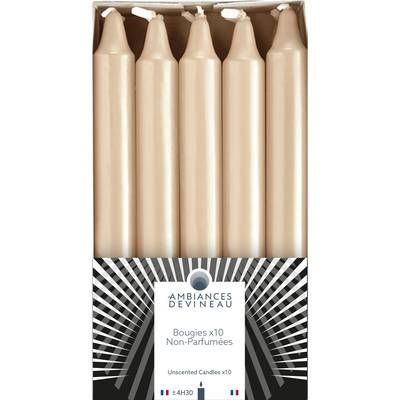 Ambiances Devineau Bougies non parfumées ivoires, 10 bougies
