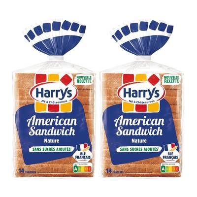 Harrys Pain de Mie Nature American Sandwich, Lot de 2x550g