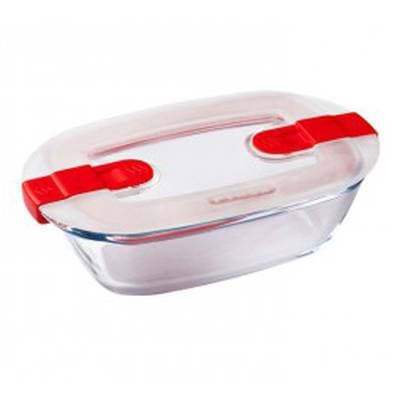 3426470279628 - Pyrex Cook & Heat - Plat en verre rectangulaire avec couvercle spécial micro-ondes