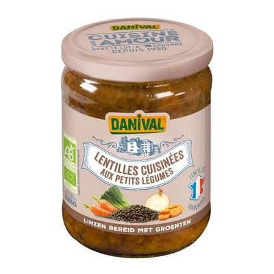 Danival Lentilles Cuisinées aux Petits Légumes bio en bocal, 525g
