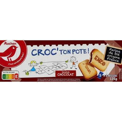 Auchan Croc ton pote minis goûters fourrés parfum chocolat, 125g