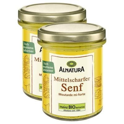 Alnatura Moutarde mi-forte bio, Lot de 2x185g