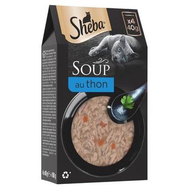 Sheba - Soup Sachets Soupe Filets de Thon pour chat, 4x40g