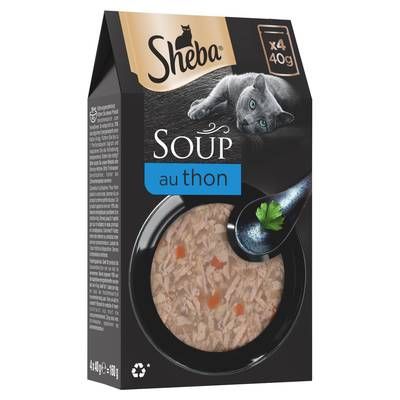 Sheba - Soup Sachets Soupe Filets de Thon pour chat, 4x40g