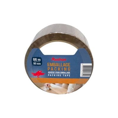 Auchan Ruban adhésif d'emballage marron, 66m x 50mm