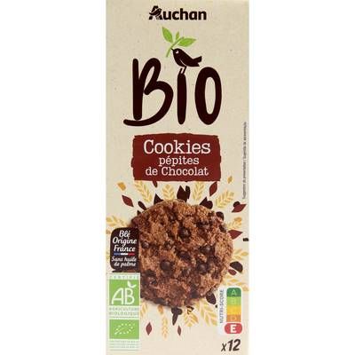 Auchan BIO Cookies aux pépites de chocolat bio x12, 175g