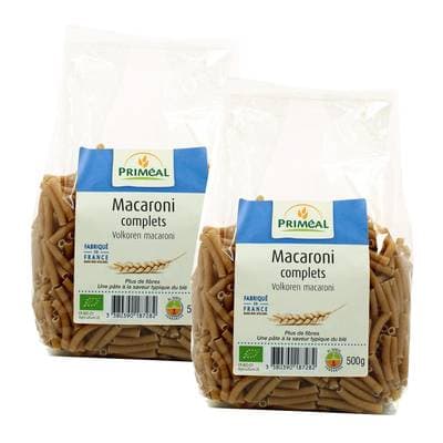 Priméal Macaroni complet, bio, Lot de 2x500g