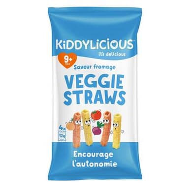 Kiddylicious Biscuits Saveur Fromage Veggie Straws pour bébé dès 9 mois, 48g