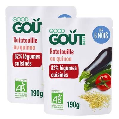 Good Goût Ratatouille au Quinoa Bio Sachet Bébé Dès 6 mois, Lot de 2x190g