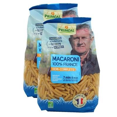 Priméal Macaroni demi complet, bio, Lot de 2x500g