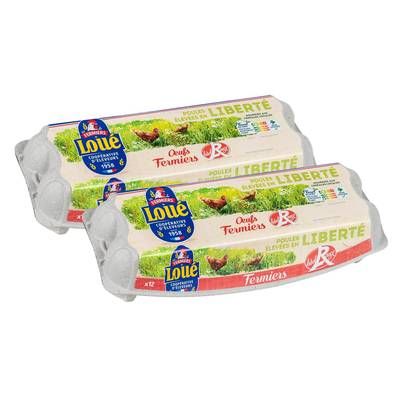 Loué Oeufs fermiers Label Rouge plein air, calibre moyen, Lot de 2x12 ¿ufs