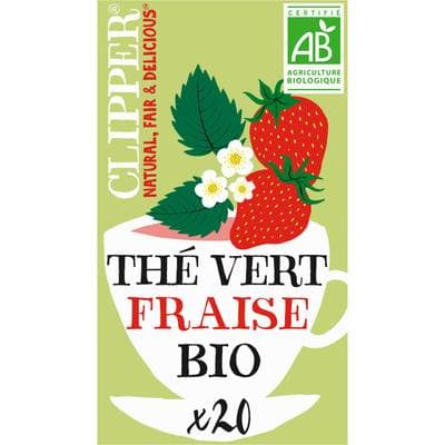 Clipper Thé Vert à la Fraise Bio, 20 sachets