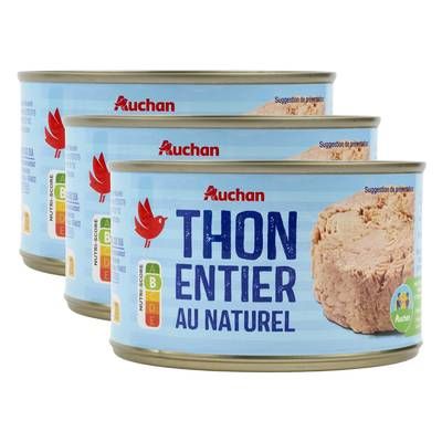 Auchan Thon listao au naturel, Lot de 3x280g