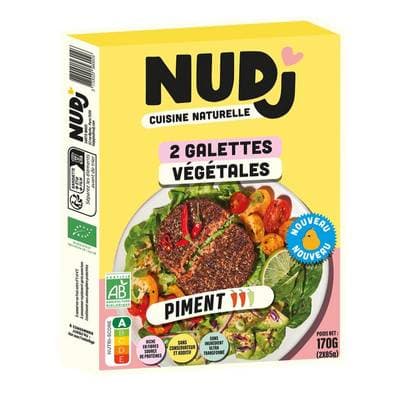 Nudj Galettes végétales bio au piment, 2 pièces - 170g