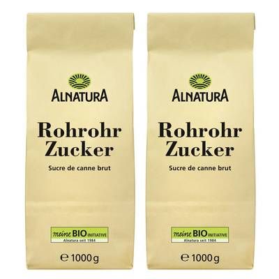 Alnatura Sucre de canne brut bio, Lot de 2x1kg