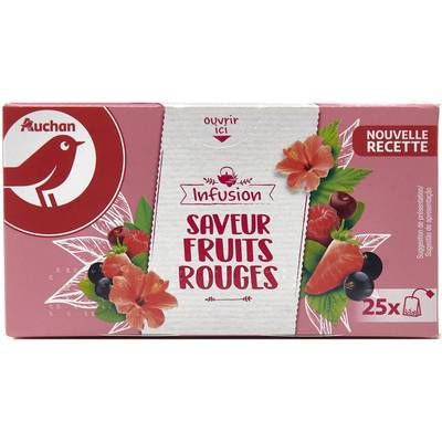 Auchan Infusion fruits rouges, 25 sachets