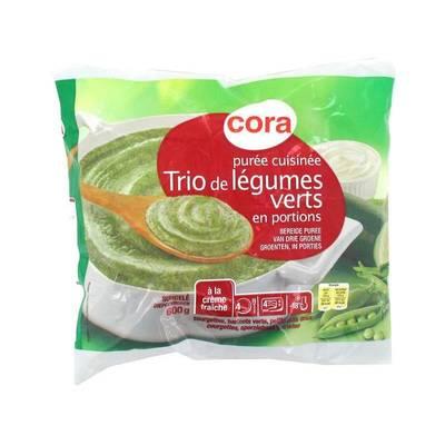 3257983529333 - Cora - Purée de trio de légumes verts- Courgettes, haricots verts, petits pois doux à la crème fraîche