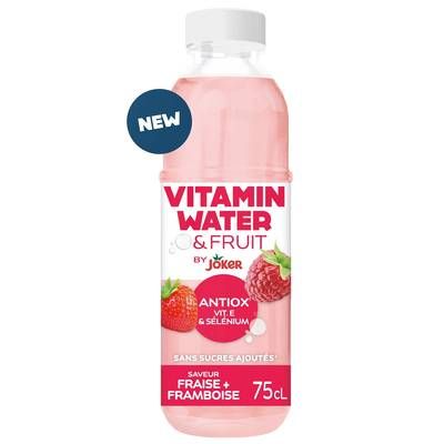 Joker Vitamin Water & Fruit Eau plate aromatisée antiox à la fraise et framboise, 75cl