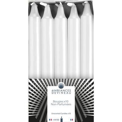 Ambiances Devineau Bougies de table blanches, 10 bougies