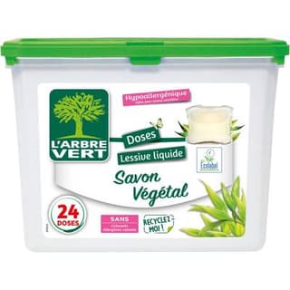 L'arbre Vert Lessive au savon végétal hypoallergénique, 24 capsules
