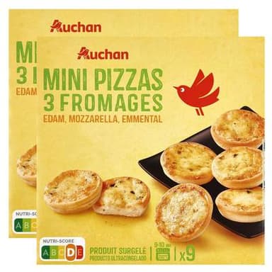 Auchan Mini pizza aux 3 fromages, Lot de 2x270g