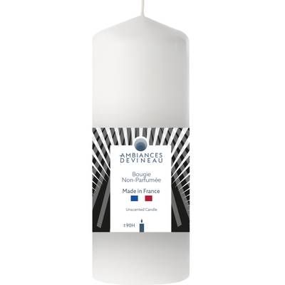 Ambiances Devineau Bougie cylindrique blanche, 90 h