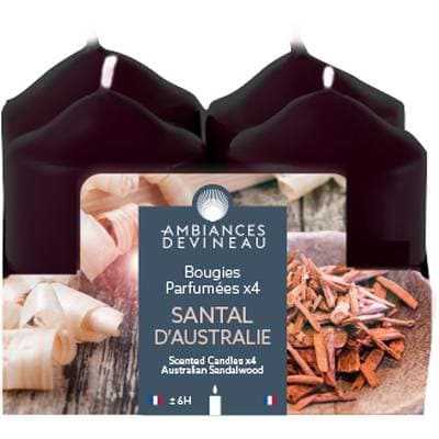 3482356614136 - Ambiances Devineau - 4 bougies parfum Santal d'Australie