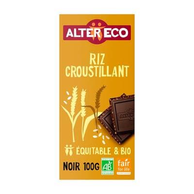 Alter Eco - Commerce Equitable Chocolat Noir et Riz Croustillant Bio, 100g