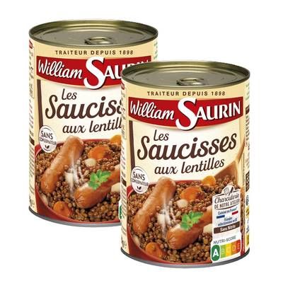 William Saurin Saucisses aux Lentilles, Lot de 2x420g