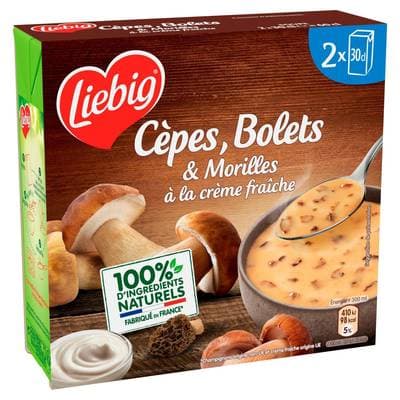 Liebig Soupe Cèpes, Bolets, Morilles à la Crème Fraîche, 2x30cl