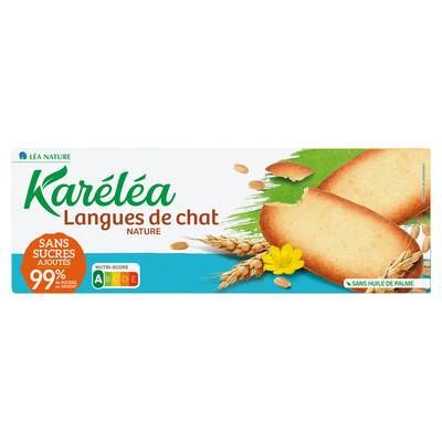 Karéléa Langues de Chat Sans Sucres Ajoutés -99% de sucres en moins, 100g