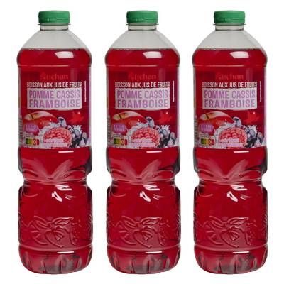 Auchan Boisson aux fruits goût pomme cassis framboise, Lot de 3x2L