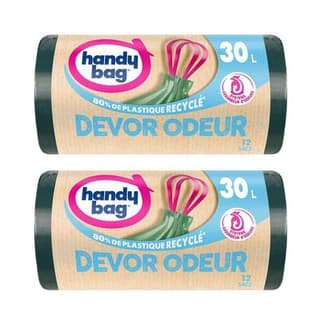 Handy Bag Sac à poignées coulissantes Dévor Odeur 30L, Lot de 2x12 sacs de 30 L
