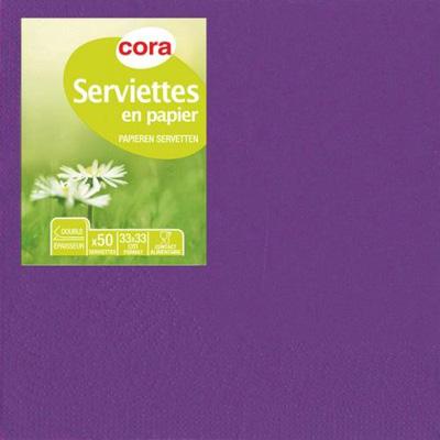 3257983057638 - Cora - Serviettes prune 2 plis 33x33cm