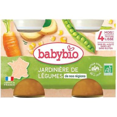 Babybio Jardinière de légumes de nos Régions Bio Pot Bébé Dès 4 mois, 2x130g
