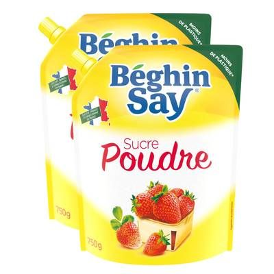 Beghin Say Sucre en Poudre, Lot de 2x750g