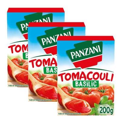 Panzani Purée de Tomates au Basilic - Tomacouli, Lot de 3x200g