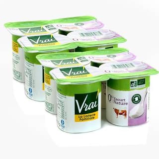 Vrai Yaourt Nature 0% bio, Lot de 2x4x125g