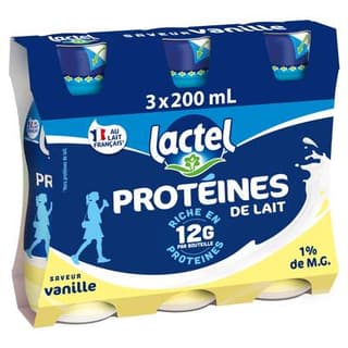 Lactel Boisson Lactée Protéinée Saveur Vanille, 3x200ml