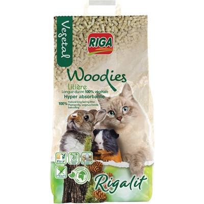 Riga Rigalit Litière Végétale Woodies hyper absorbante pour rongeur et chat, 4kg