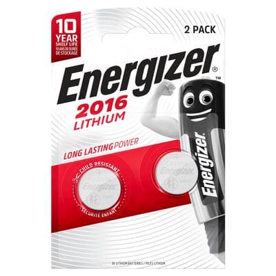 Energizer 2 Piles Bouton Lithium CR2016, 2 piles