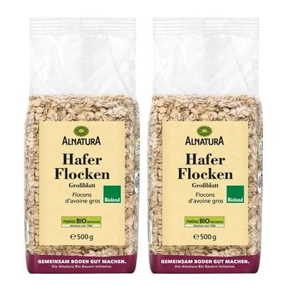Alnatura Gros flocons d'avoine bio, Lot de 2x500g