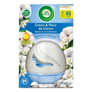 Air Wick Diffuseur Continu aux Huiles Essentielles Coton & Fleur de Citron, 75ml
