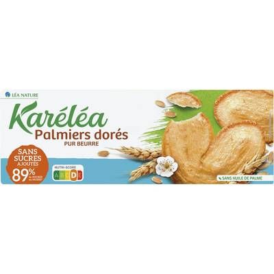 Karéléa Palmiers dorés Sans Sucres Ajoutés -89% de sucres en moins, 100g