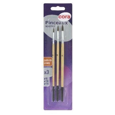 3257983033342 - Cora - Pinceaux en poils de poney n°6 / 10 / 14