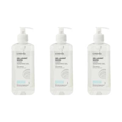 COSMIA Gel lavant mains pour peaux sensibles, Lot de 3x500ml