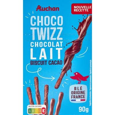 Auchan Biscuits nappés au chocolat au lait Choco Twizz, 90g