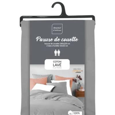 3574386442343 - Douceur D Interieur - Parure De Lit Coton Lavé Linette Gris